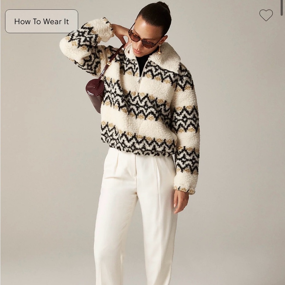 J.Crew Jacquard-print sherpa half-zip fleece pullover XS NWT - Picture 3 of 9